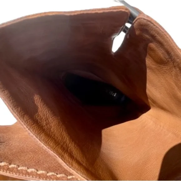 PRADA Leather Heel Mid Calf High Boots Brown Cognac Size 37.5 EU 7.5 US - Picture 9 of 11